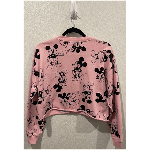 MICKEY MOUSE Pink Long Sleeve Crop Top Sweatshirt - Picture 4 of 4